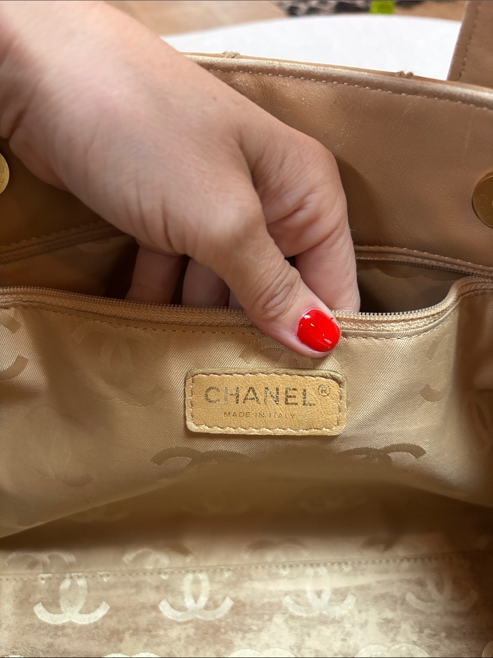 CHANEL Quilted Top-Handle Satchel in Camel Brown with Gold CC - Picture 4 of 7